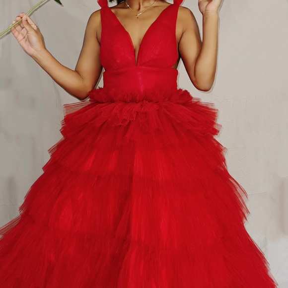 Red Layered Editorial A-Line - Picture 3 of 6